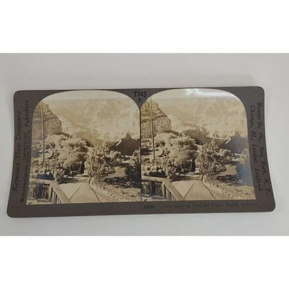 Antique 1920s Vista Of The Grand Canyon, Rim Trail, Arizona Stereoview Card - Picture 1 of 8